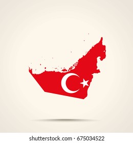Map of United Arab Emirates in Turkey flag colors