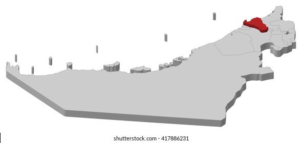 Map - United Arab Emirates, Umm al-Quwain - 3D-Illustration