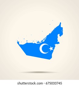 Map of United Arab Emirates in Xinjiang Uyghur Autonomous Region flag colors