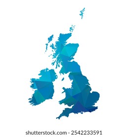 Map of United Kingdom - Blue Polygonal Design For Your. Vector illustration eps 10.