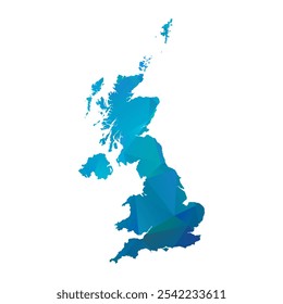 Map of United Kingdom - Blue Polygonal Design For Your. Vector illustration eps 10.