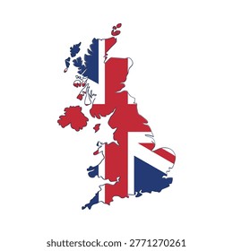 map of united kingdom with british flag colors