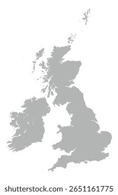 Mapa do Reino Unido. Estilo limpo e plano adequado para projetos de design infográfico, educacional e geográfico. Isolado no fundo branco.