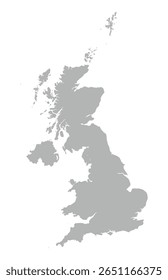 Mapa do Reino Unido. Estilo limpo e plano adequado para projetos de design infográfico, educacional e geográfico. Isolado no fundo branco. uk, mapa.