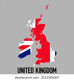 map of United Kingdom with flag, vector illustration
