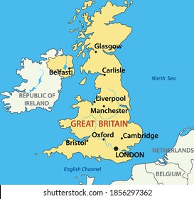 map of the United Kingdom of Great Britain and Northern Ireland - vector