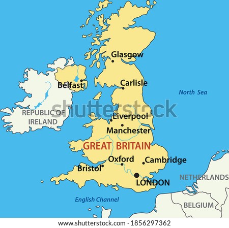 map of the United Kingdom of Great Britain and Northern Ireland - vector