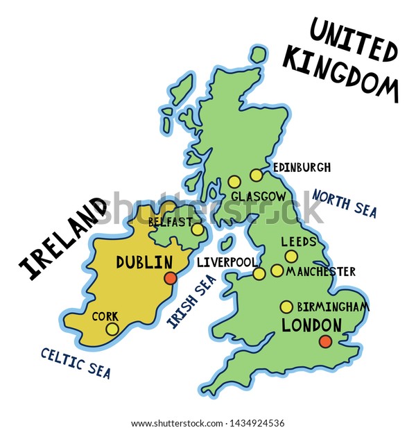 Map United Kingdom Great Britain Ireland Stock Vector Royalty