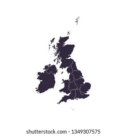 Map of United Kingdom - High detailed on white background. Abstract design vector illustration eps 10.
