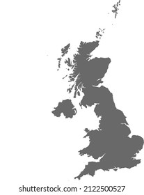 Map of United Kingdom. High res (300dpi). Highly detailed border representation. Web mercator projection. Scalable vector graphic. For web and print. Border and fill colors can be changed (eps).