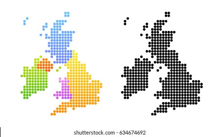 Map of United Kingdom and Ireland, Vector Colorful and Black Illustrations in creative style.