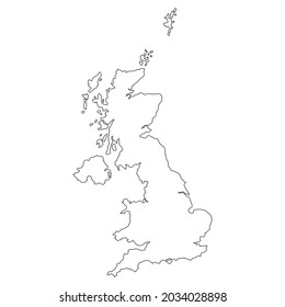 mapa de la ilustración vectorial de la línea del Reino Unido aislada en fondo blanco