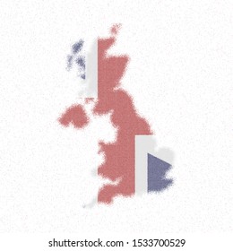 Map of United Kingdom. Mosaic style map with flag of United Kingdom. Flawless vector illustration.