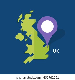 map of united kingdom on blue background