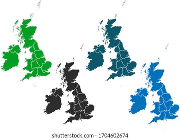 map of united Kingdom. original map.variety of colors on white background. Vector illustration eps 10.