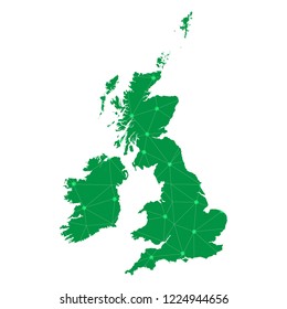 Map of United Kingdom from Polygonal wire frame low poly mesh,United Kingdom map Vector Illustration EPS10.