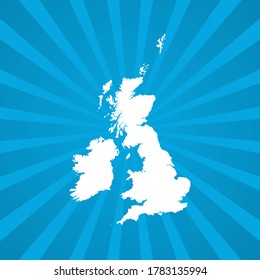 Map of United Kingdom (UK) blue comic pop art vector.