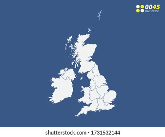 Karte des Vektor des Vereinigten Königreichs (UK) in blau
