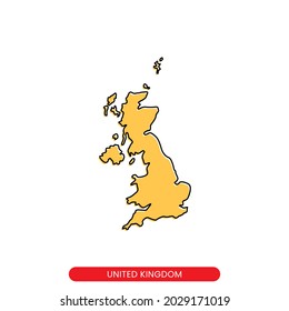 Map Of United Kingdom (UK) Vector Design Template. Simple Style With Editable Stroke.