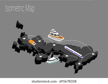 Map United Kingdoml isometric concept. 3d flat illustration of Map United Kingdom.