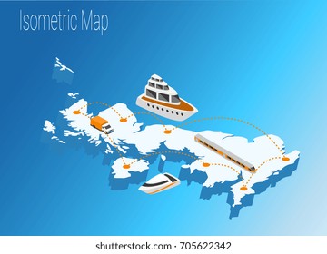 Map United Kingdoml isometric concept. 3d flat illustration of Map United Kingdom.