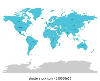 Map of United Nation with blue highlighted member states. UN is an intergovernmental organization of international co-operation. EPS10 vector illustration.