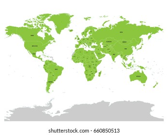 Map of United Nation with green highlighted member states. UN is an intergovernmental organization of international co-operation. EPS10 vector illustration.