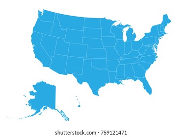 Map of United state of America. High detailed vector map - United state of America.