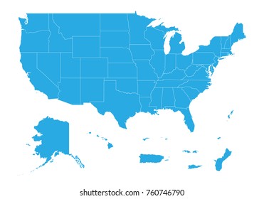 Map of United state of America Territories. High detailed vector map - United state of America Territories.