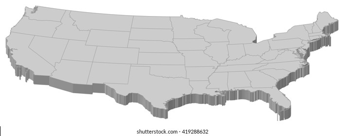 Map - United States - 3D-Illustration