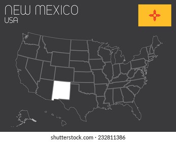 A Map of the the United States of America with 1 state selected - New Mexico