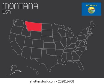 A Map of the the United States of America with 1 state selected - Montana