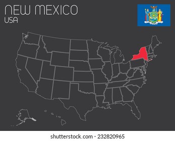 A Map of the the United States of America with 1 state selected - New York