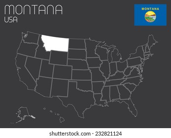 A Map of the the United States of America with 1 state selected - Montana