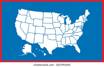 Map of The United States of America.