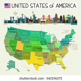 Map United States America City Icons Stock Vector (Royalty Free) 543196375
