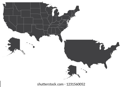 Map - United States of America Couple Set , Map of United States of America,Vector illustration eps 10.