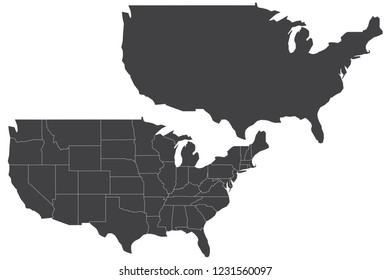Map - United States of America Couple Set , Map of United States of America,Vector illustration eps 10.
