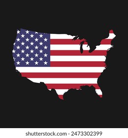 map of United States of America with flag vector illustration