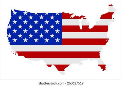 Map of United States of America with flag