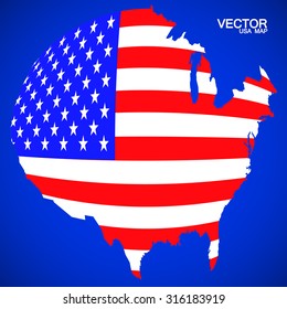 Map of United States of America with flag. Vector illustration. Eps 10