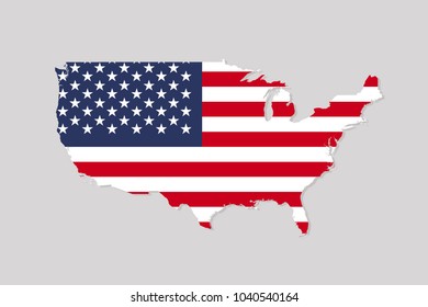 Map of united states of america with flag,vector illustration