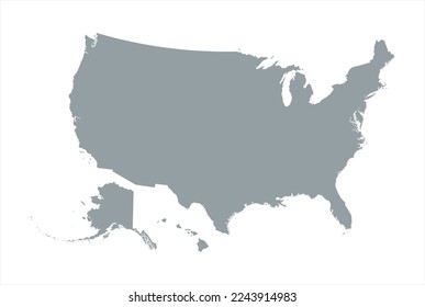 Map of the United States of America in grey color isolated on white background. Vector illustration