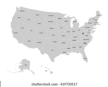 Map Of United States With Names Map United States America Name Each Stock Vector (Royalty Free) 419733523