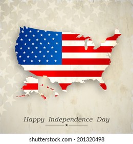 Map of united states of america on grungy brown background for 4th of July, American Independence Day celebrations. 