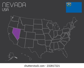 A Map of the the United States of America with one state selected - Nevada