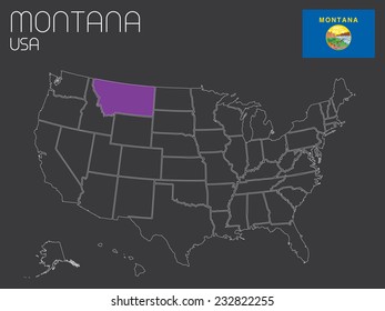 A Map of the the United States of America with one state selected - Montana