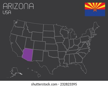 A Map of the the United States of America with one state selected - Arizona