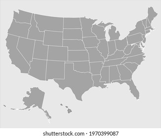 Map of United States Of America Scalable Partitioned provincial states vector 