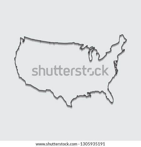 Map of United States of America with shadow on gray background.eps10